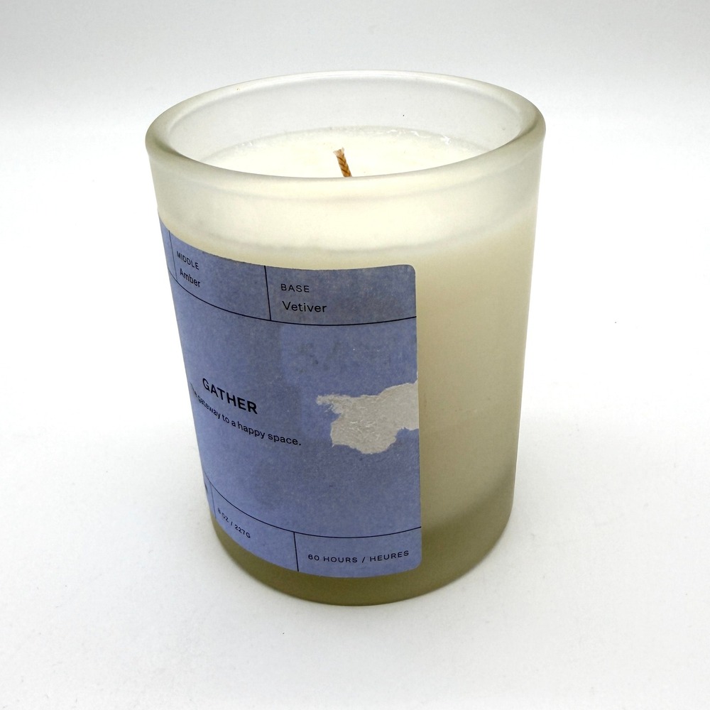 BROOKLINEN Gather Glass Jar Candle 8 oz Blue Scented Soy Coconut Wax Blend NEW - Picture 4 of 12